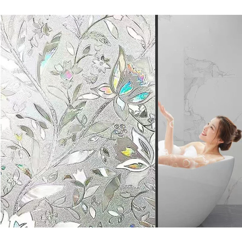 Luxury 2 Mil UV Proof PVC Window Privacy Film 90% UV Protection 70% IR Block Removable Static Cling Sticker Decorative Glass