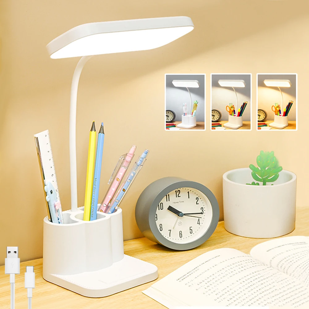 Led Pen Holder Table Lamp Night Light Student Special Study Lamp Dormitory Atmosphere Eye Protection Bedside Lamp Creative Gift