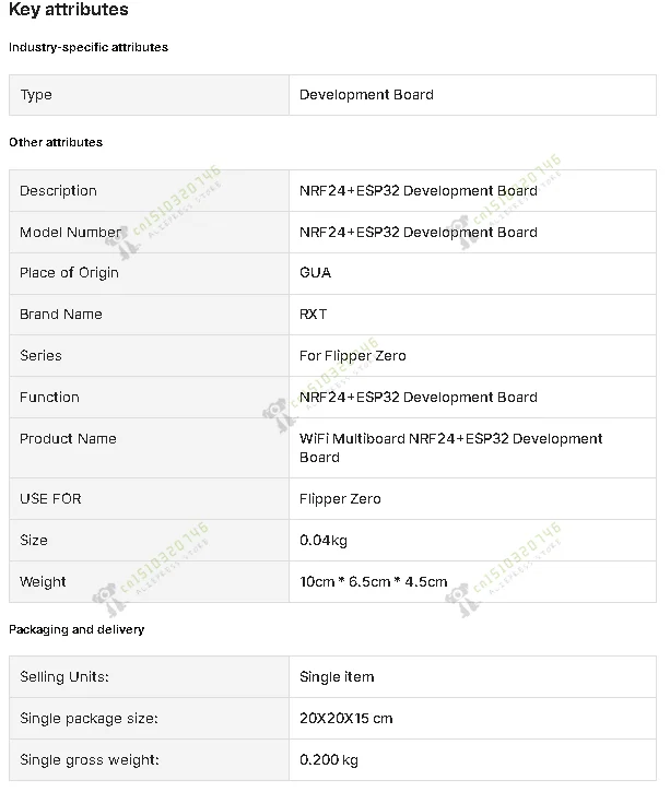 Applicable To  Flipper Zero WiFi Multiboard NRF24 + ESP32 Development Board