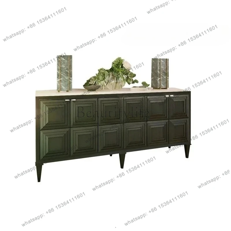 yj57 American light luxury door cabinet solid wood high-end living room against the wall to enter the home cabinet customization