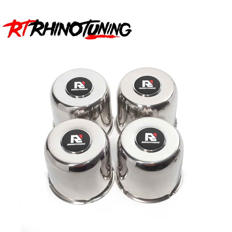 RhinoTuning 2/4 قطعة 124 مللي متر (4.88 بوصة) محور 111 مللي متر (4.37 بوصة) H أغطية مركزية من الفولاذ المقاوم للصدأ 4.25 نهاية مغلقة دفع من خلال قبعات المركز