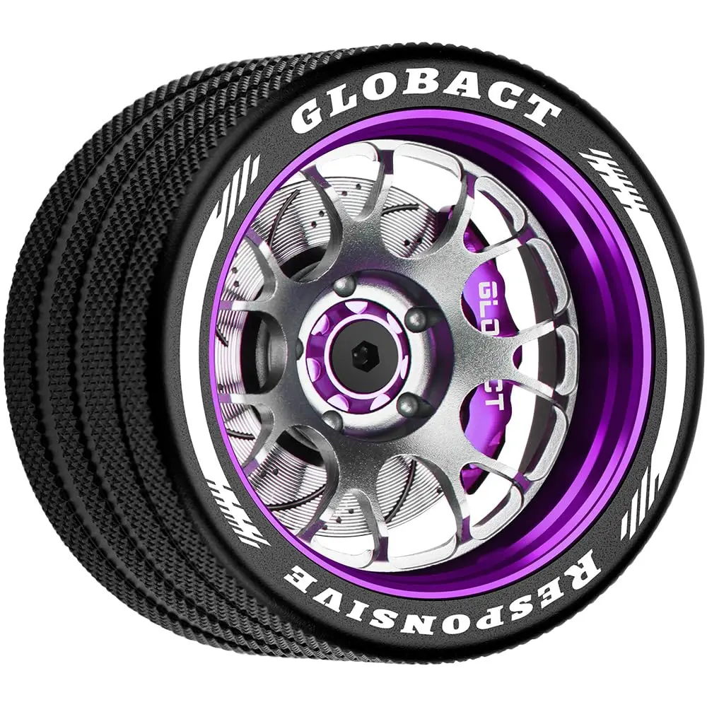 

GLOBACT RC Transmitter Steering Wheel Grip with Purple Brake Caliper Brake Disc for Flysky Noble NB4 SANWA FUTABA WFLY