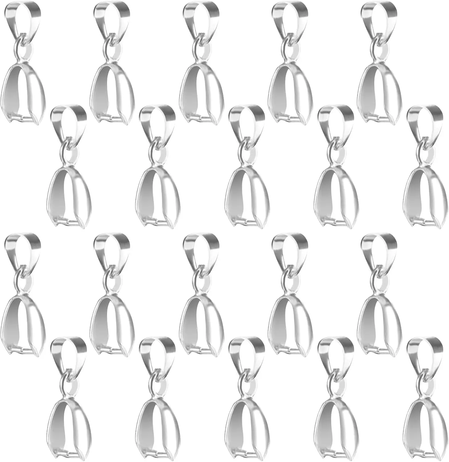 Size L 8*17MM 10/20/50PCS 925 Sterling Silver Findings Bail Connector Bale Pinch Clasp Clip 925 Silver Pendant Fittings
