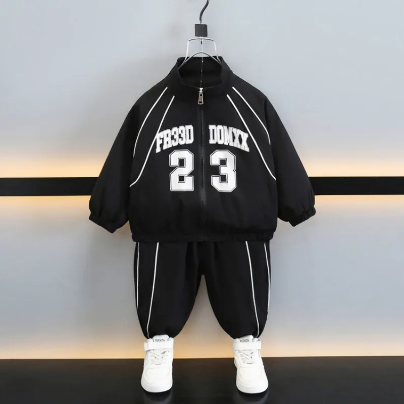 

Children's Spring and Autumn Set Fashion New Style Handsome Boys' Casual Jacket+Pants Sports Two piece Set