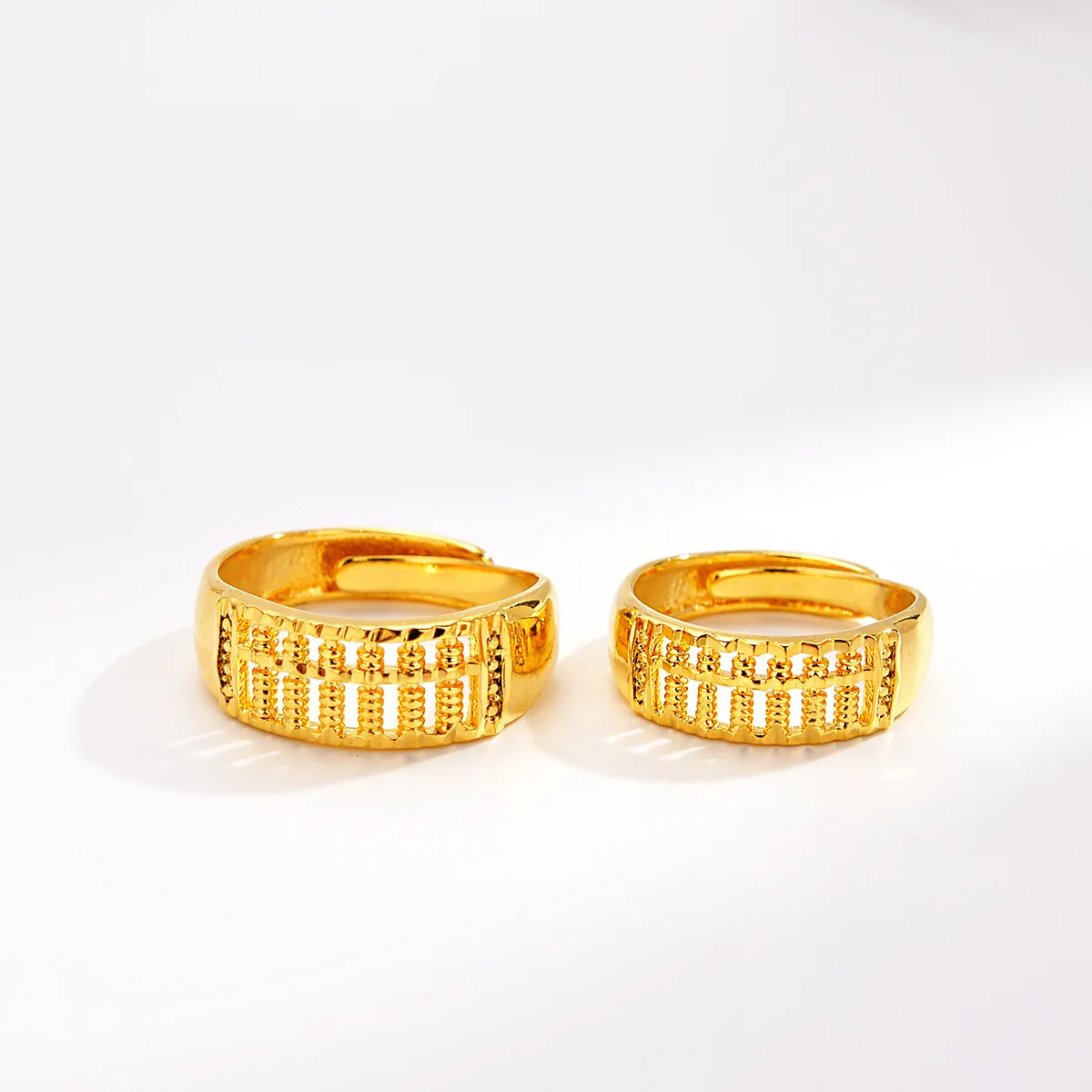 High quality AU999 gold ring couple ring open 24K pure gold Ruyi abacus ring real gold retro fashion jewelry birthday gift