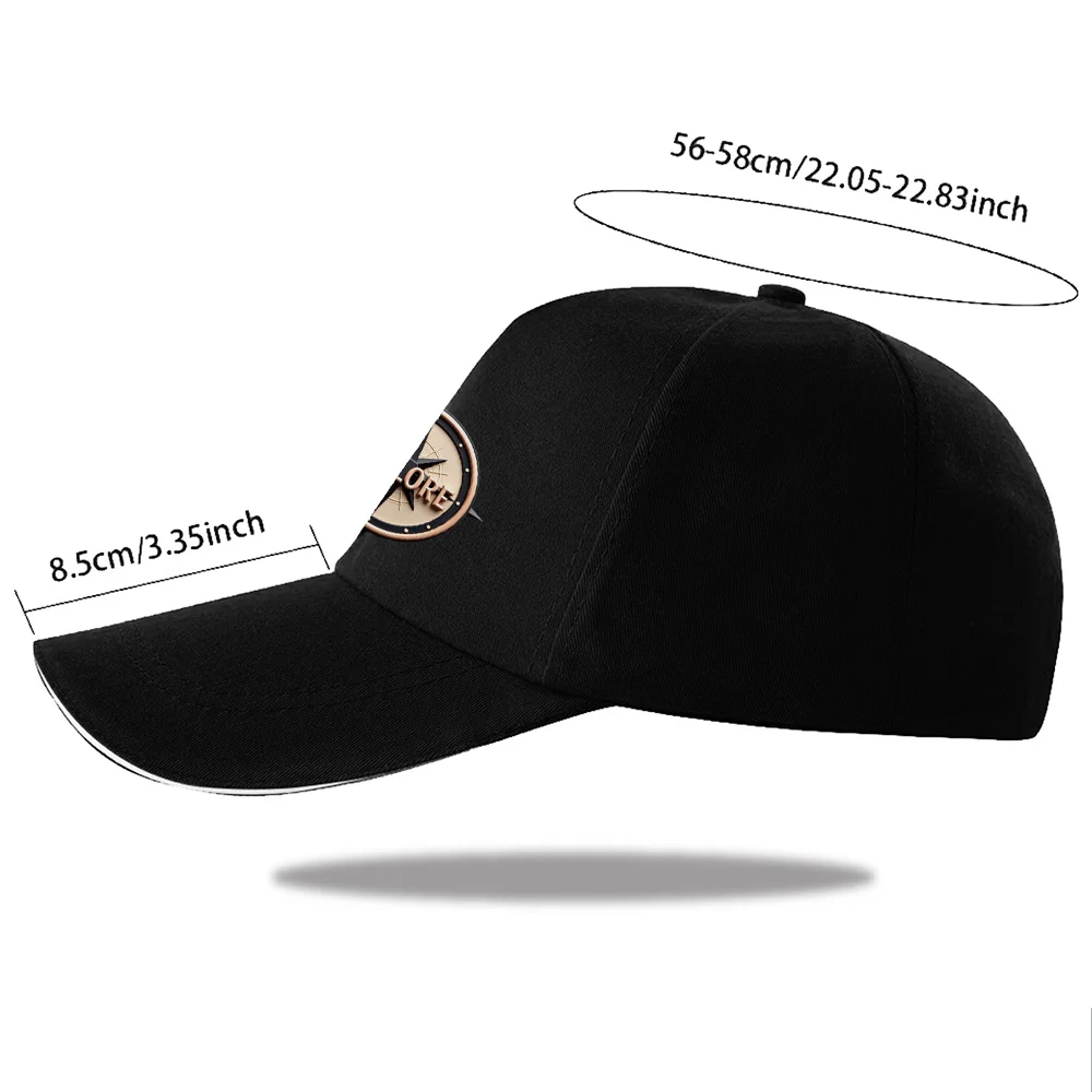 Explore Compass Graphic Baseball Cap Polyester Adjustable Outdoor Sports Headwear Unisex