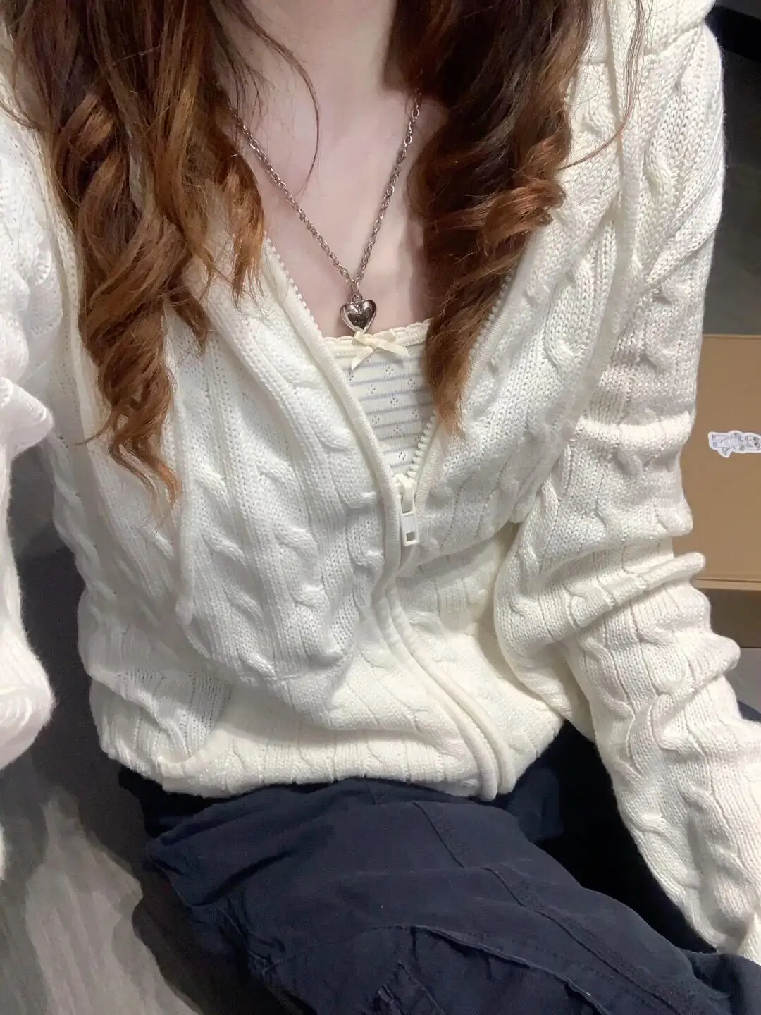 

Women's Knitted Hat Cardigan Casual Loose Fit Long Sve Printed Zipper Closure Outerwear Autumn Winter Faion Outerwear