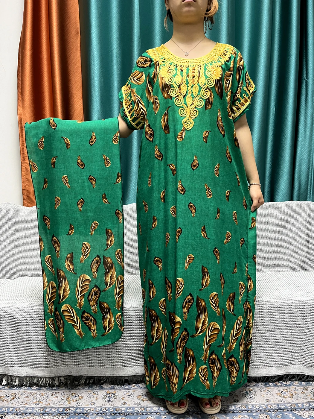 Muslimische abayas für frauen 2024 neue baumwoll bedruckte florale marok kanis che kaftan afrikanische islam nigeria boubou maxi kleider mit kopftuch