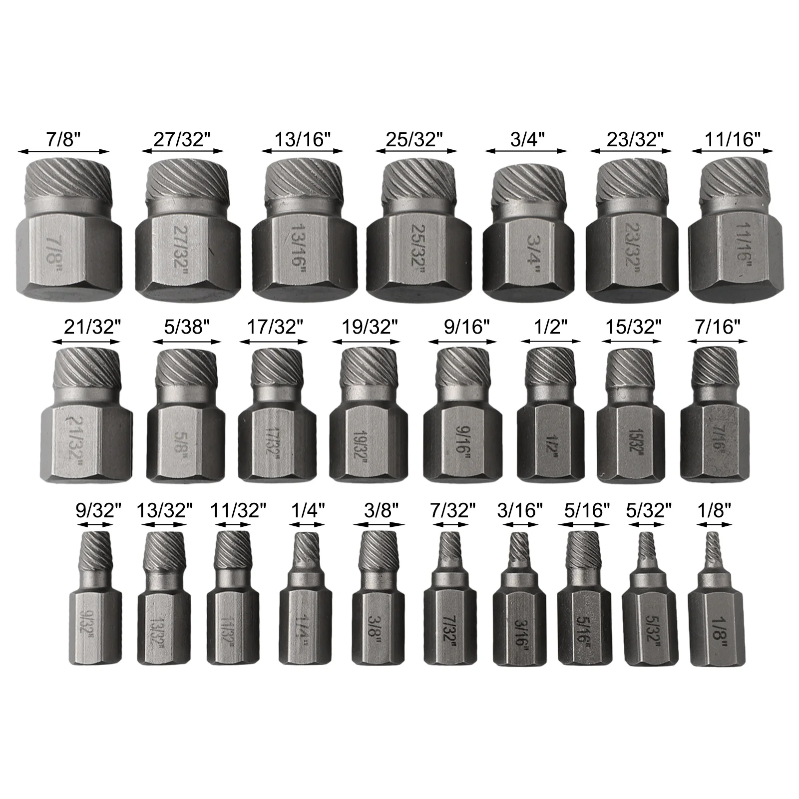 25Pcs Hex Screw Extractor Set For Multi Teeth High Carbon Steel Left Hand Broken Bolt Remover For Car Repair Garage Home Renovat