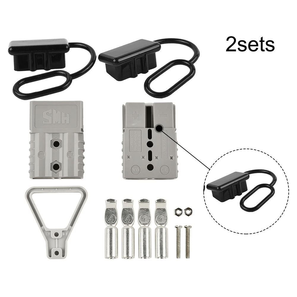 2 Unit 120A 175A Battery Connector Assembly with Cover Handle and Terminals for High Power Transfer Silver Plated Contact Points