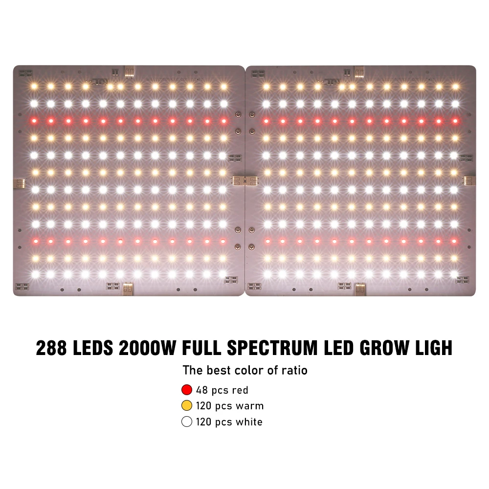 Imagem -03 - Ultrathin Led Grow Light Panel Full Spectrum 288beads 2000w Umsmd3030 para Plantas de Interior Flower Grow Tent Growbox com mw Driver