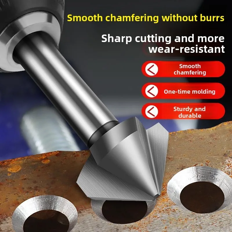 90° Chamfer Cutter Countersink Drill Bit / Single‑Flute / 3‑Flute for Metal Stainless Steel Countersinking Reaming Deburring