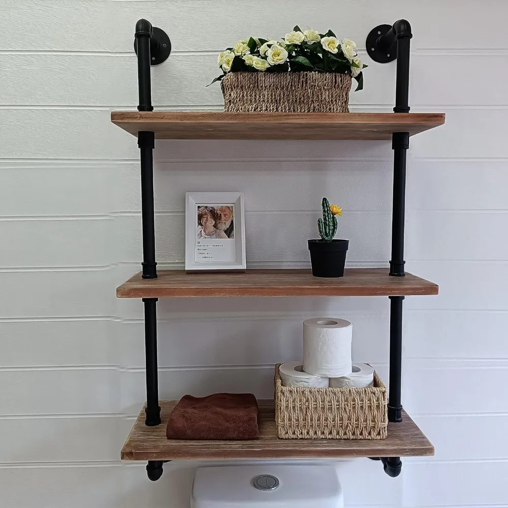 

Rustic Industrial Style 24 Pipe Wall Shelves for Bathroom Over Toilet