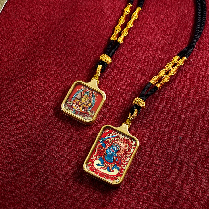 New Non-Heritage Retro Titanium Steel Zachilam Huang Cai Life Five Master Thangka Pendant Ethnic Style Thangka Necklace for Men