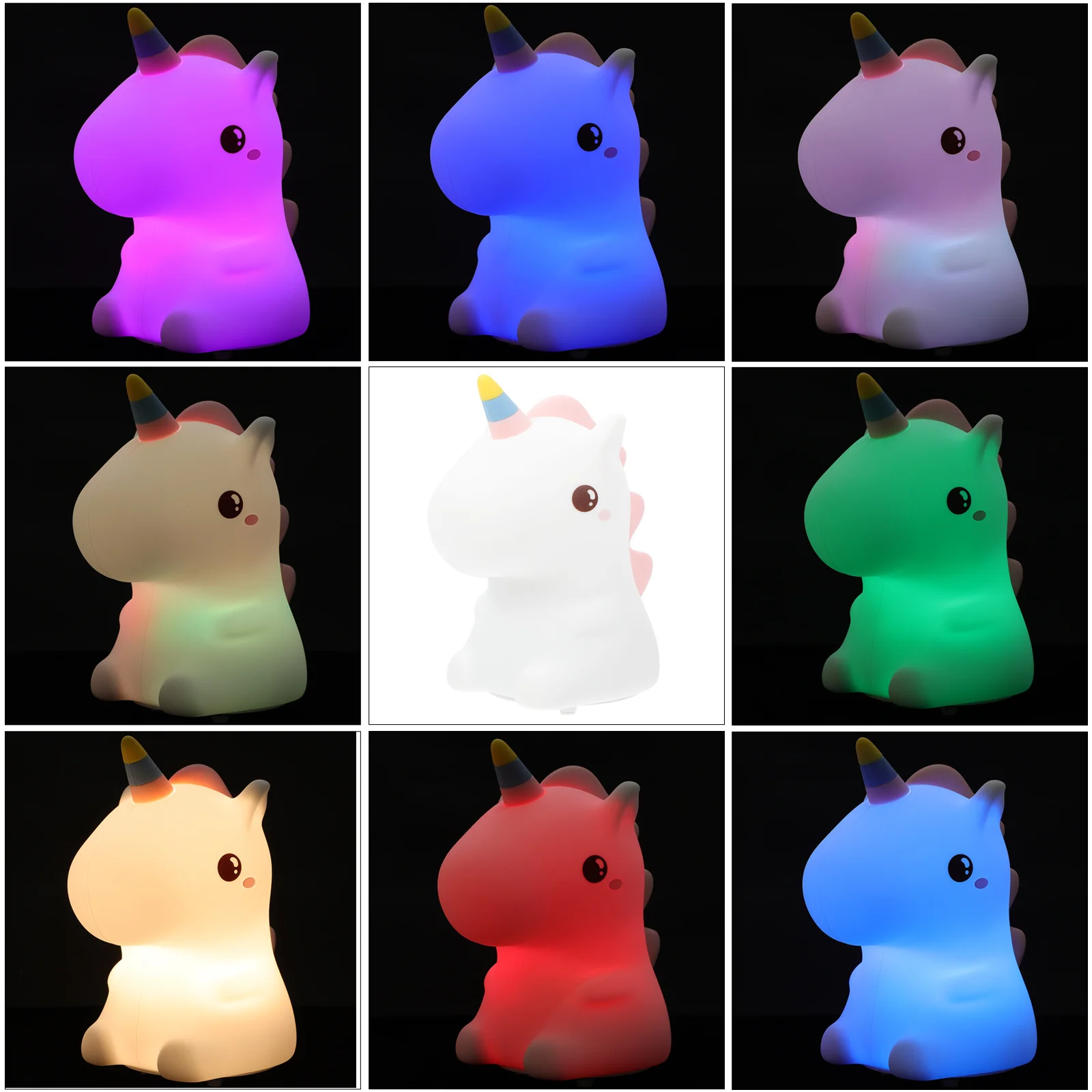 

1Set Unicorn Night Light -Changing Safe High-Quality Material Nursery Lamp Gentle Calming Eyes Desktop Decoration