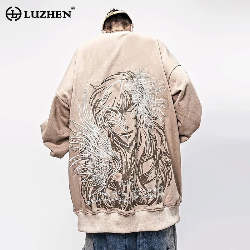 

LUZHEN 2025 Новый персонализированный мультяшный узор с вышивкой, свободные уличные футболки, мужская модная красивая оригинальная одежда JY4951