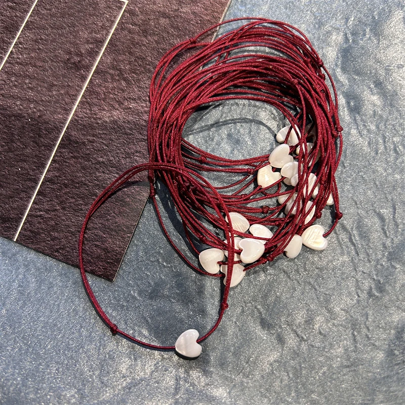 1Pc Lucky Red Rope Love Charm Bracelets For Women Friendship Adjustable Heart Woven Hand Chain Fashion Jewelry Accessories Gifts