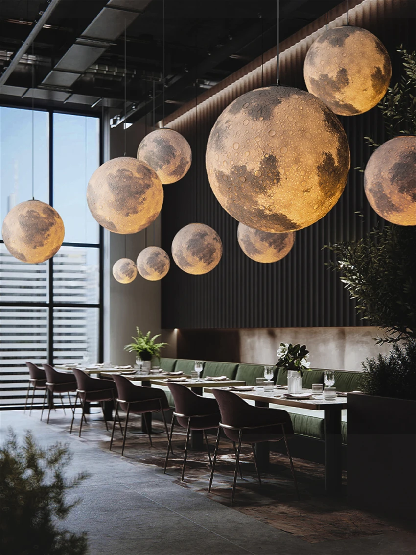 Resin moon concave convex pendant lights restaurant lamp shop planetary lamp table pendant lamps bedroom living room lighting