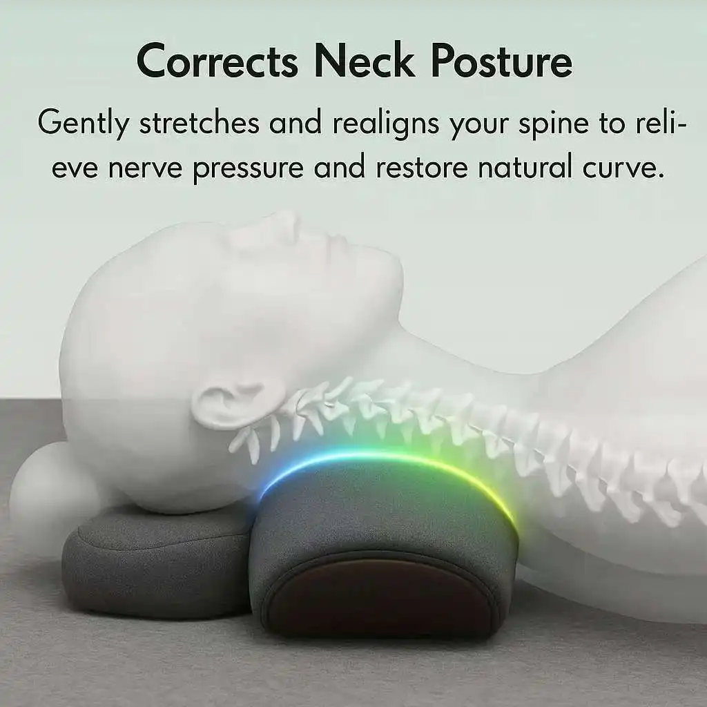 Emeka-3-en-1 almohada de masaje de cuello almohada Cervical caliente compresa masaje de vibración almohada de tracción de cuello masajeador de soporte de columna vertebral