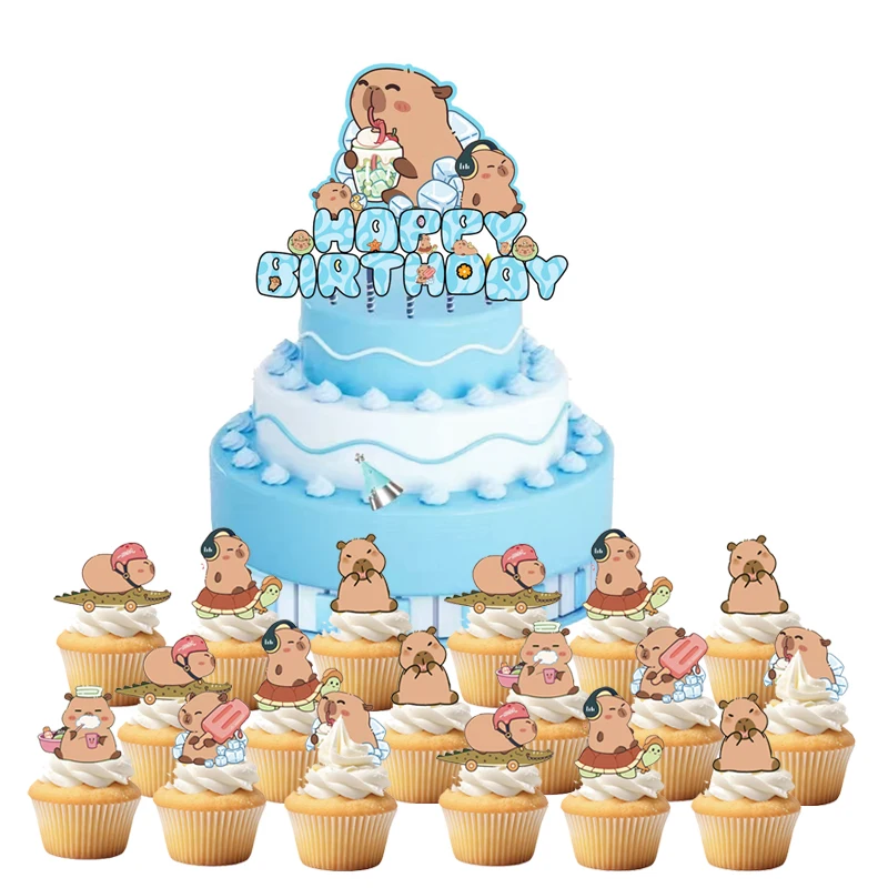 Capybara Cake Decoration Kapibara Cupcake Toppers Birthday Decorating Kids Boy Party Decorations Baby Shower Party Favors