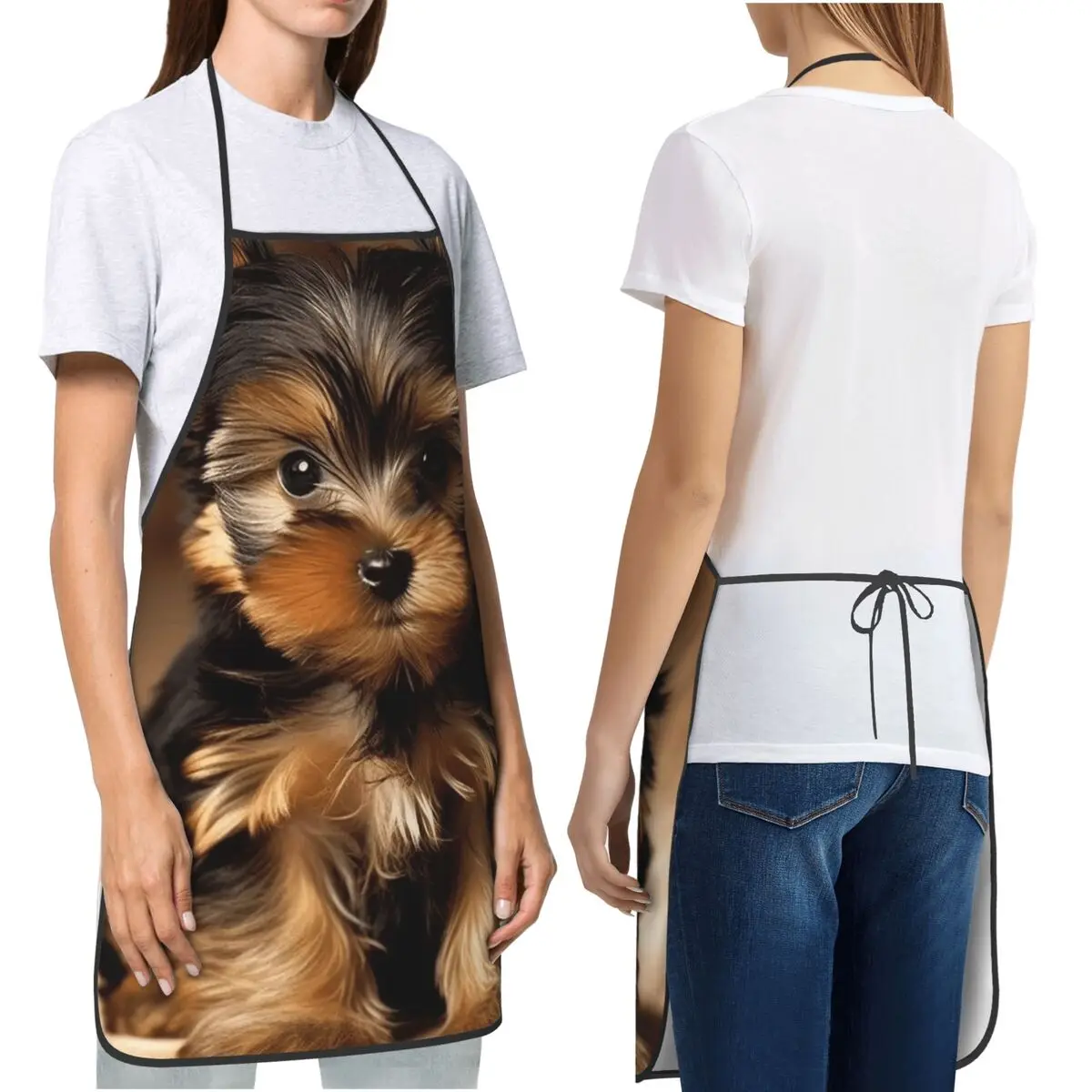 Plalahl Yorkshire Terrier Dog Aprons Chef Cooking Baking Tablier Bib Kitchen Cleaning Pinafore for Women Men Gardening
