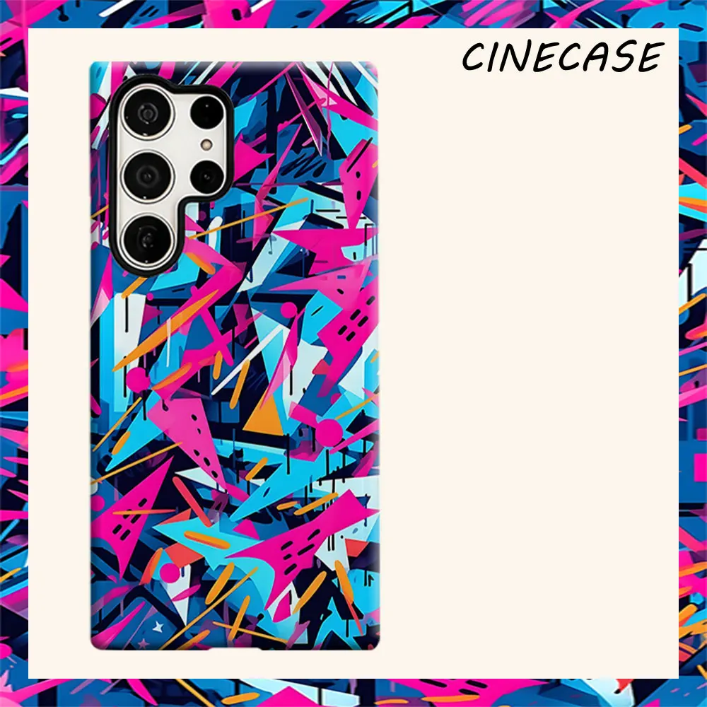 Neon Abstract Graffiti For Samsung Galaxy S26 S25 S24 A56 A36 Dual Layer Luxury Fashion Full Lens Protective Case