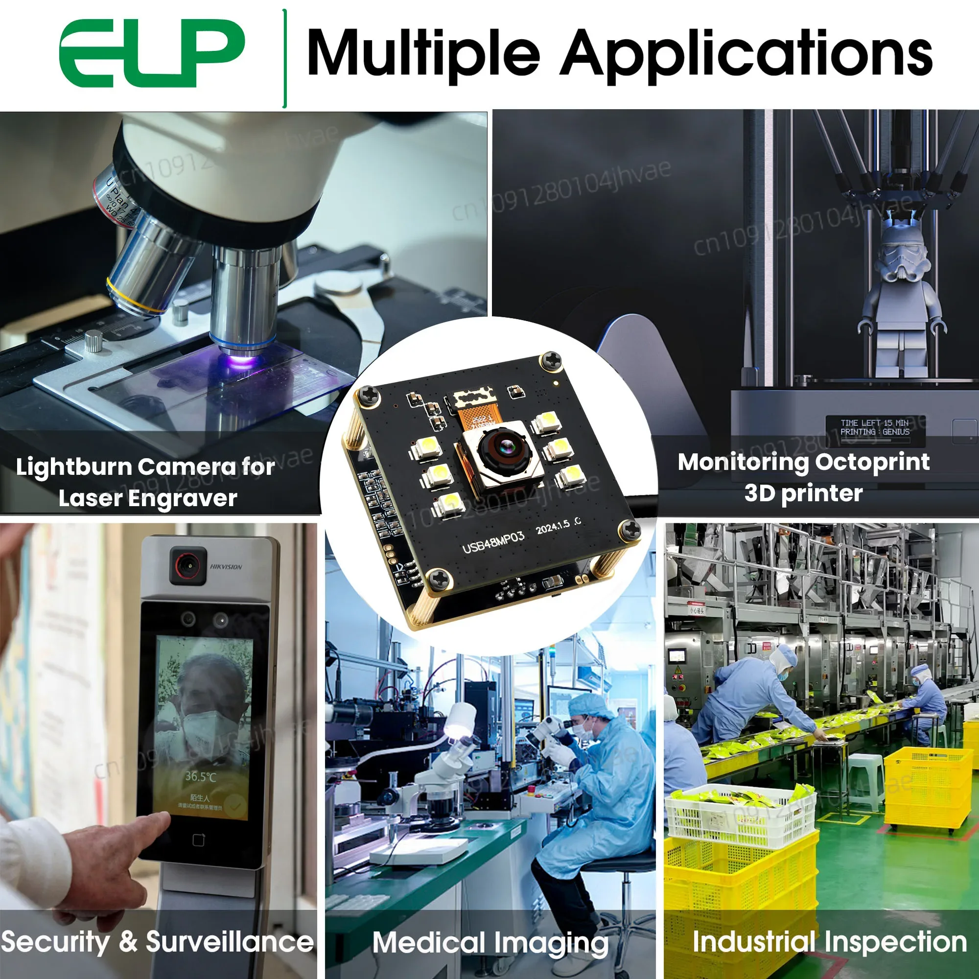 NEW ELP 48MP Autofocus USB Webcam with 100° Wide Angle Day & Night Vision White LED Light Mini Camera Module for Enhanced Protec