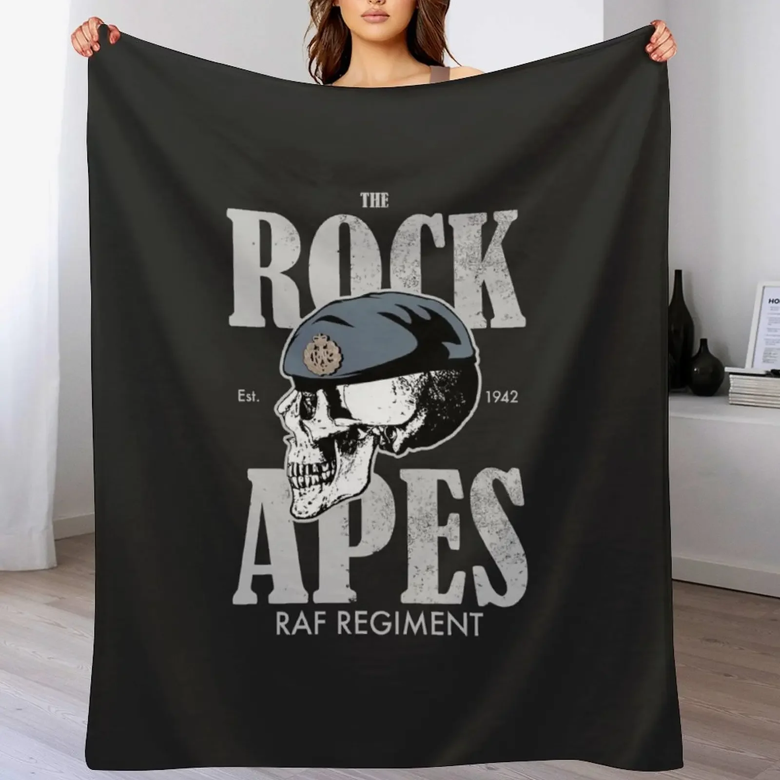 

RAF Regiment Rock Apes (distressed) Throw Blanket Men's Soft Warm Throw Blanket for Couch