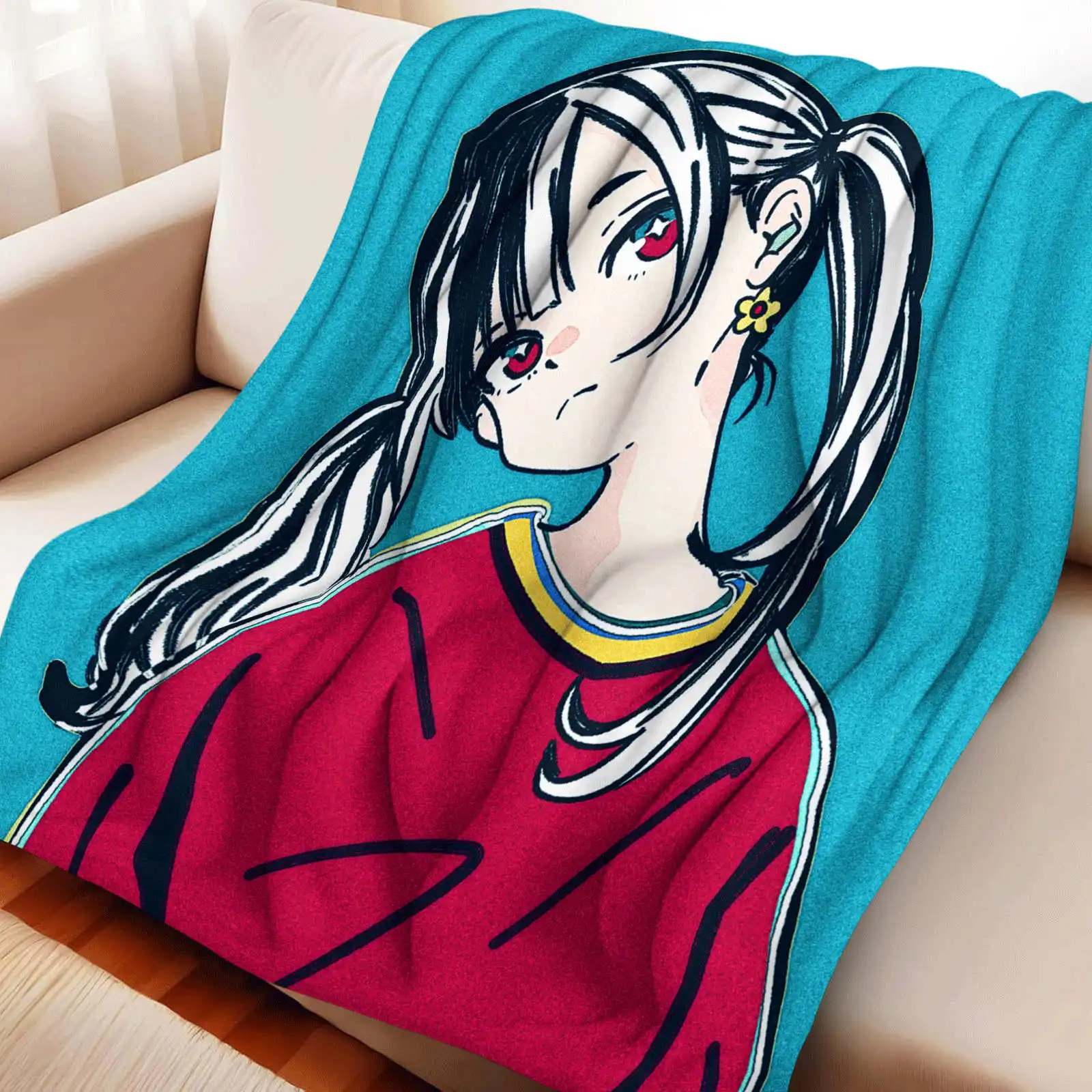 

Фланелевое одеяло с рисунком маленькой девочки, теплое, мягкое, в стиле аниме, многофункциональное, универсальное, для декора дома