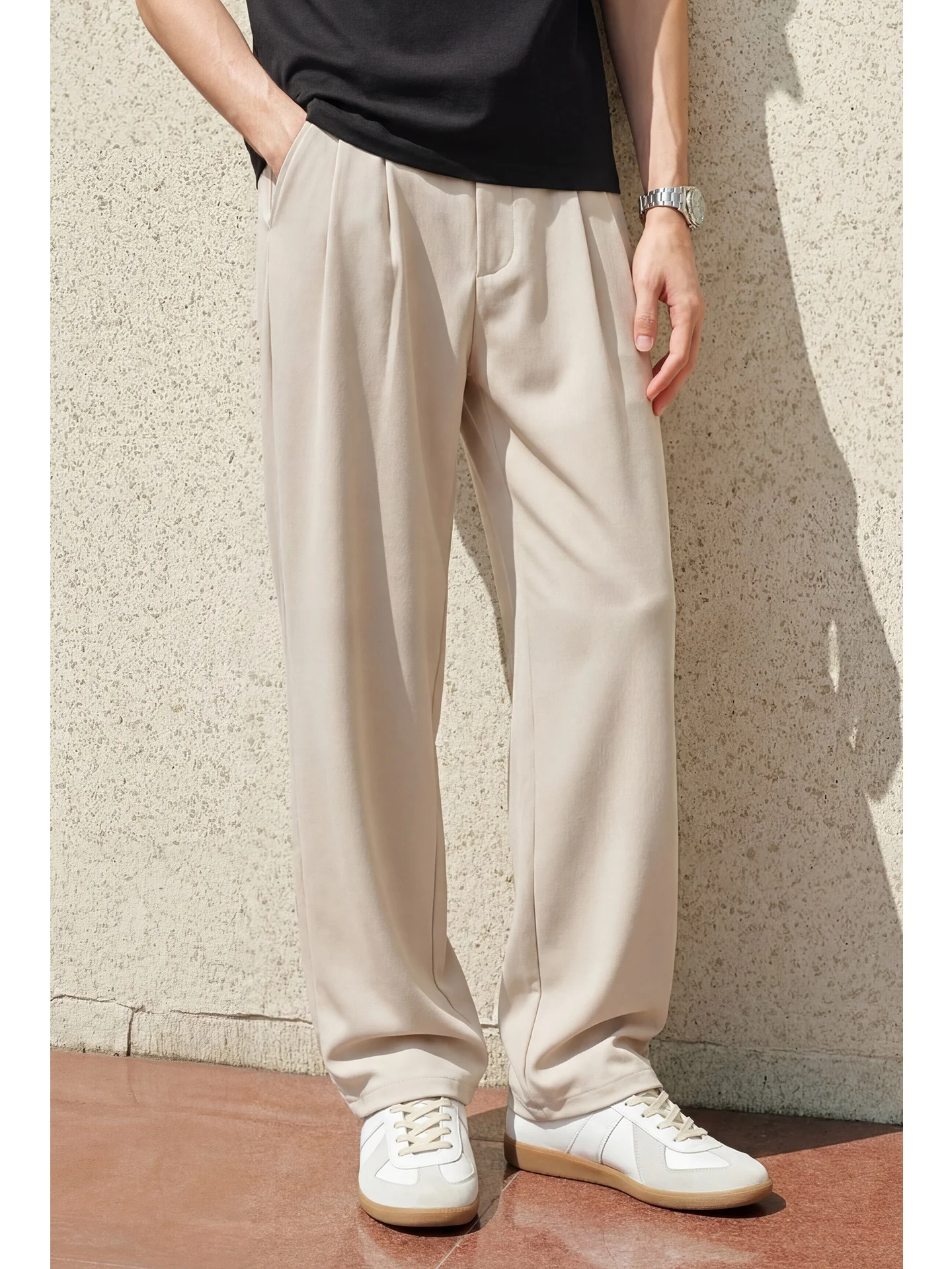 Men's Casual Knitted Wide Leg Pants Four Way Stretch Easy Care Anti Wrinkle Durable Comfortable Breathable Fashionable Street...