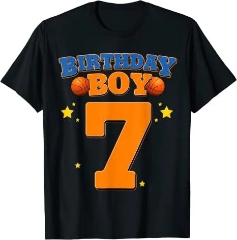 7th 11th Birthday Boys Shirts Basketball 7,11Years Old Kids Gift Tee Tops Basketball-Fans Clothes Autumn and winter innerwear