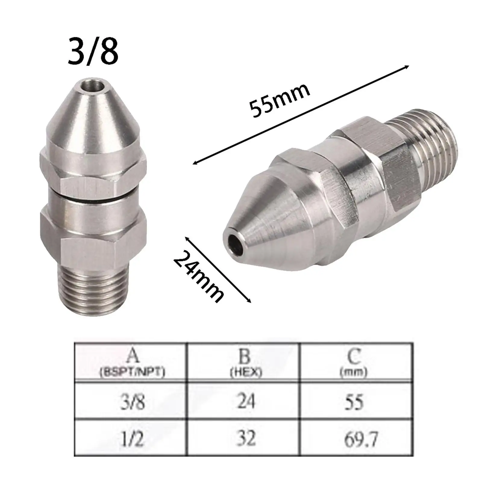 Pressure Washer Sewer Jetter Nozzle, Drain Jetter Hose Nozzle, Quick Connect for