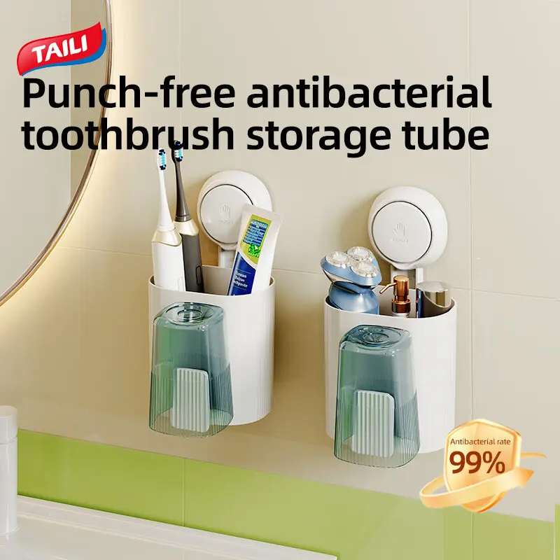 

TAILI Suction Cup Toothbrush Holder No Drilling Removable Razor Holder for Bathroom Shower Electric Toothbrush Toothpaste Holder