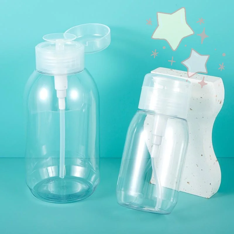 200/300/500 ミリリットル詰め替え可能なプッシュ式ポンプディスペンサーボトル空のマニキュアメイク落とし液体保管用