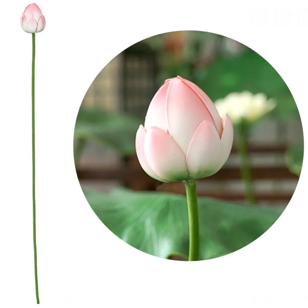 

Artistic Landscape Artificial Flower Long Stem DIY Decoration Simulated Lotus Flower with Rod EVA Lotus Leaf Wedding Decoration