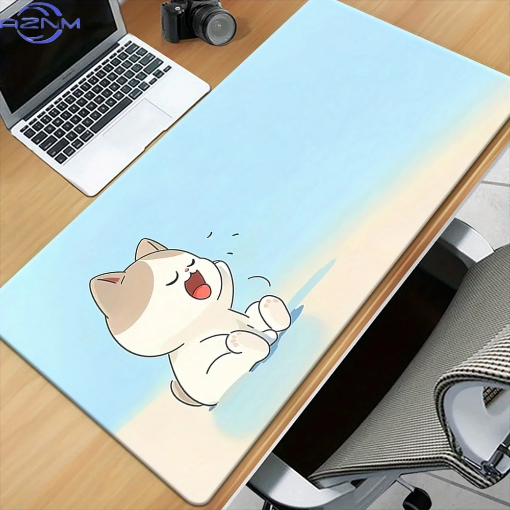No Brand Cartoon Cat HD Printed Desk Pad Iron Art XXL Mousepad Multi Functional Keyboard Gaming Mat Office Computer PC Gamer