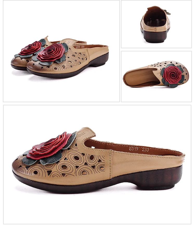 Neue große Blumen-Sandalen aus Rindsleder für Damen, Sommer-Mules mit Cut-Outs, niedrige Absätze, Retro-Luxus-Slipper-Sandalen, Slip-On-Schuhe für Damen – Detail 21
