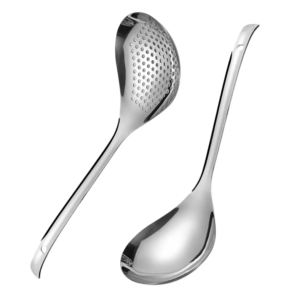 

2 Pcs Stainless Steel Kitchen Spoon Colander Noodle Pasta Hot Pot Strainer Spoons Ladle Spaghetti Oil Filter for