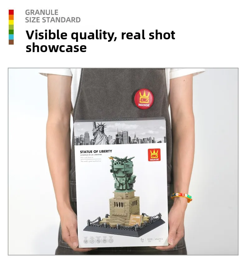 Urocze klocki konstrukcyjne - Statua Wolności, mini klocki kompatybilne z ikonami USA, zabawka edukacyjna, prezent dla dzieci od 8 lat i kolekcjonerów atrakcji.