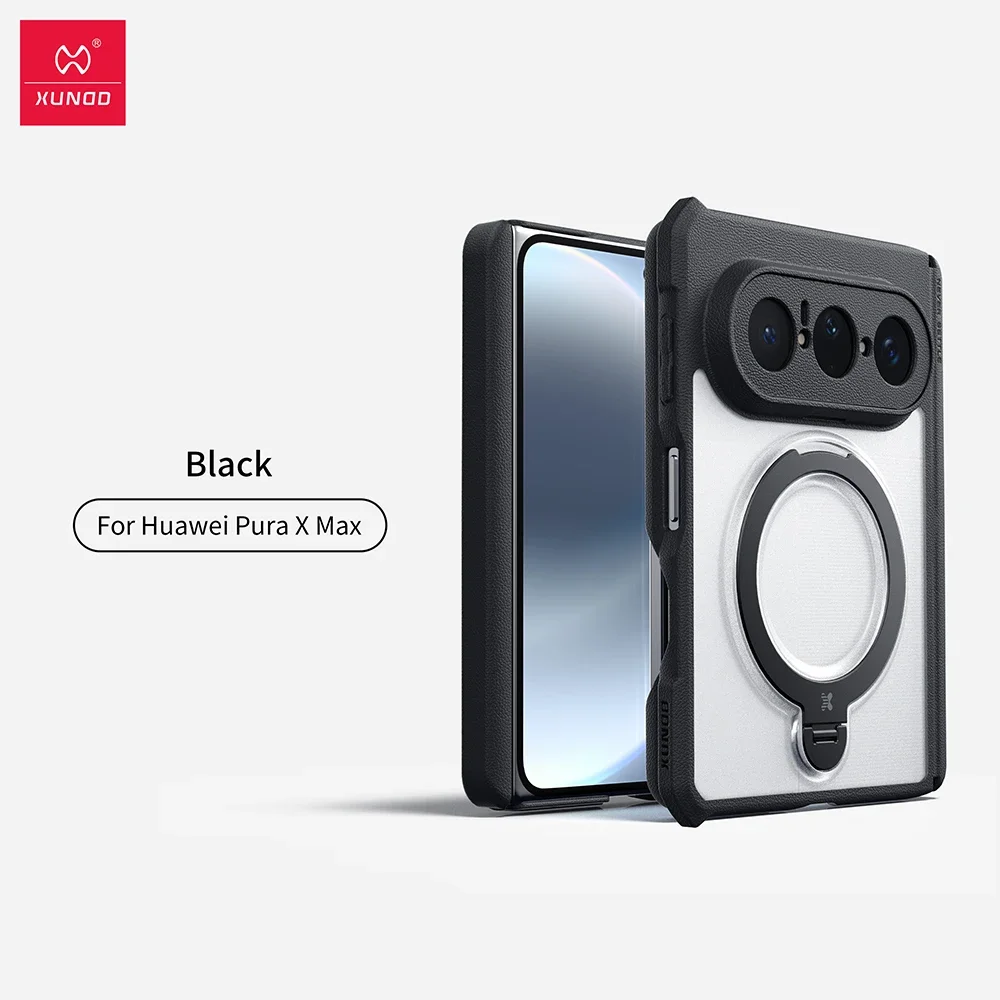 Xundd Magnetic Stand Case For Huawei Pura X Max Airbag Shockproof Shell Matte Clear PC TPU Anti Fingerprint Phone Cover