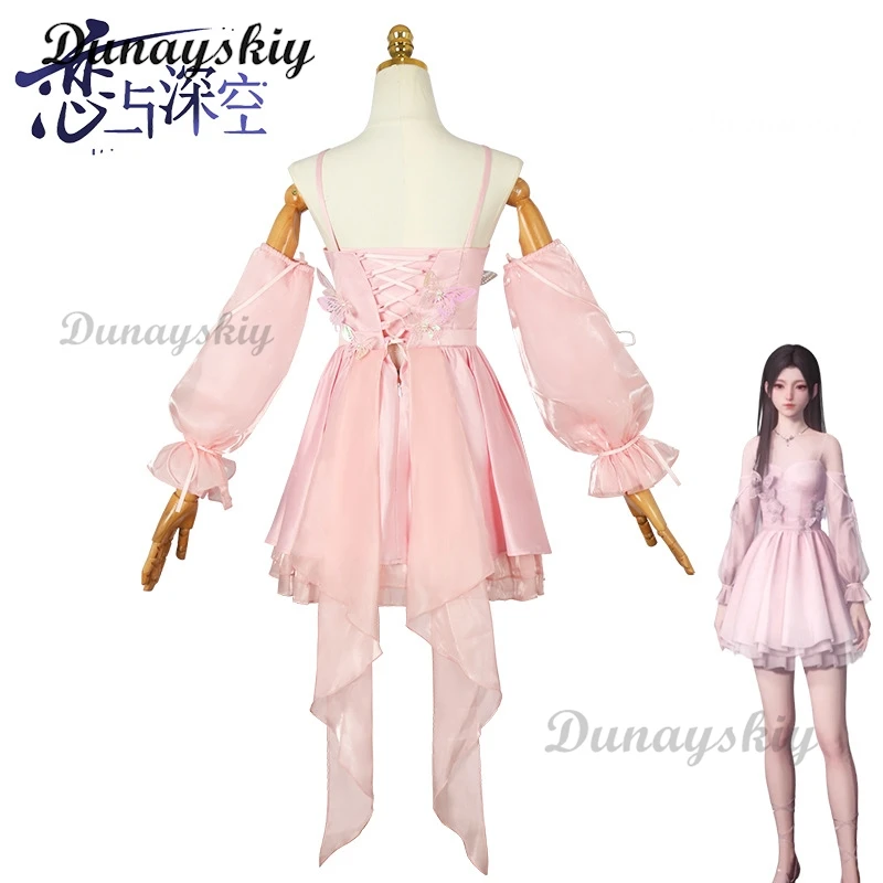 الحب والفضاء العميق البطلة تأثيري حلي شعر مستعار فستان وردي حلو كم قلادة هالوين كرنفال امرأة مخصصة