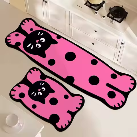 VIKAMA Cartoon Kitchen Mat Absorbent Quick Drying Diatomite Anti-Oil, Anti-Slip, Dirty, Easy To Take Care Of Carpet Home Decor