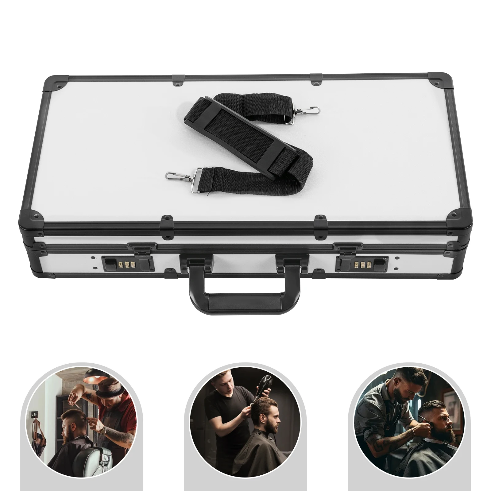 

Белый парикмахерский чехол из алюминиевого сплава, прямоугольный органайзер для наборов инструментов для парикмахера 55*27*11 см для хранения инструментов для укладки волос