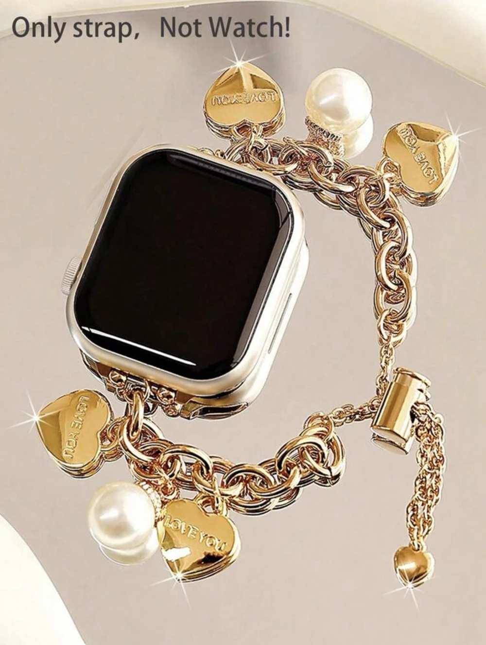 Neue Perlen Metall Link Strap Für Apple Uhr Band Für Frauen 38mm 40mm 41mm 42mm 44mm 45mm 46mm 49mm