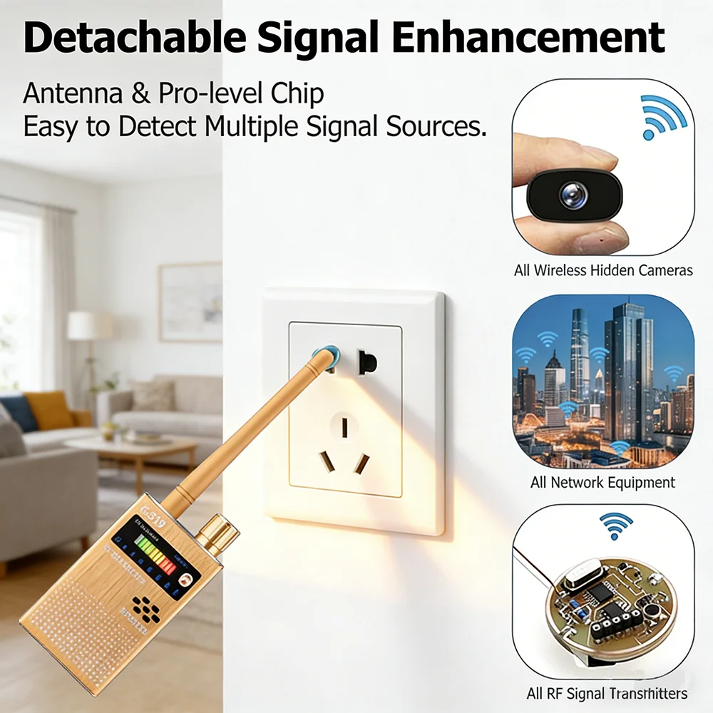 

G319 Wireless RF Signal Detector Bug Anti Spy Camera Detect GSM Audio Finder GPS Tracker Anti Eavesdropping WiFi Signal Scanner