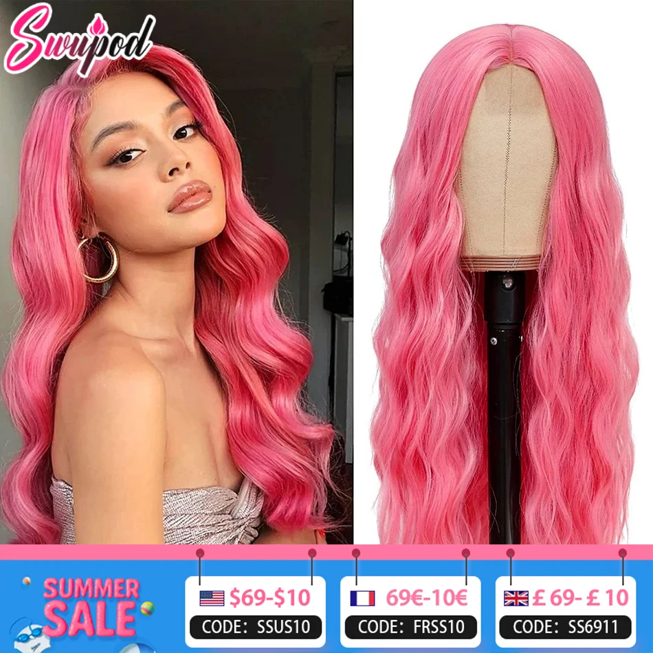 

250% 30 32 inch Body Wave 13x4 13x6 Hd Lace Frontal Wig Pre Plucked Transparent Colored Lace Front Pink Wig For Women Glueless