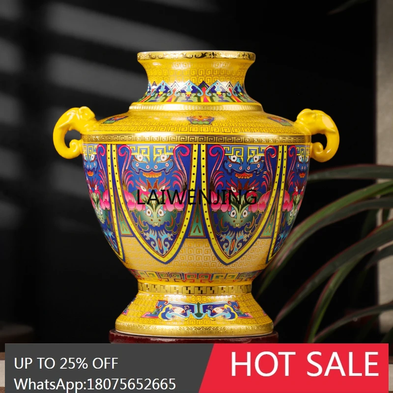 SGF Jingdezhen imitation Qianlong court style silk enamel binaural bottle