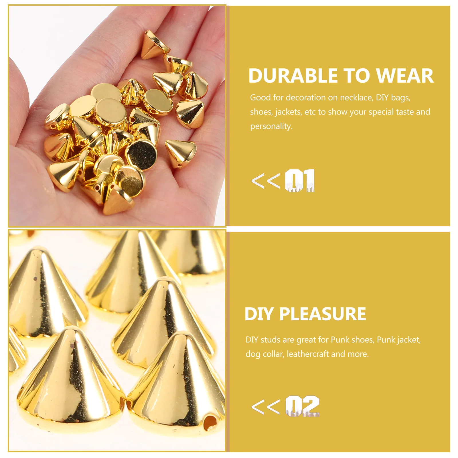 

100pcs Spacer Beads Spikes Punk Studs Diy Garments Bags Shoes Jackets Embellishment