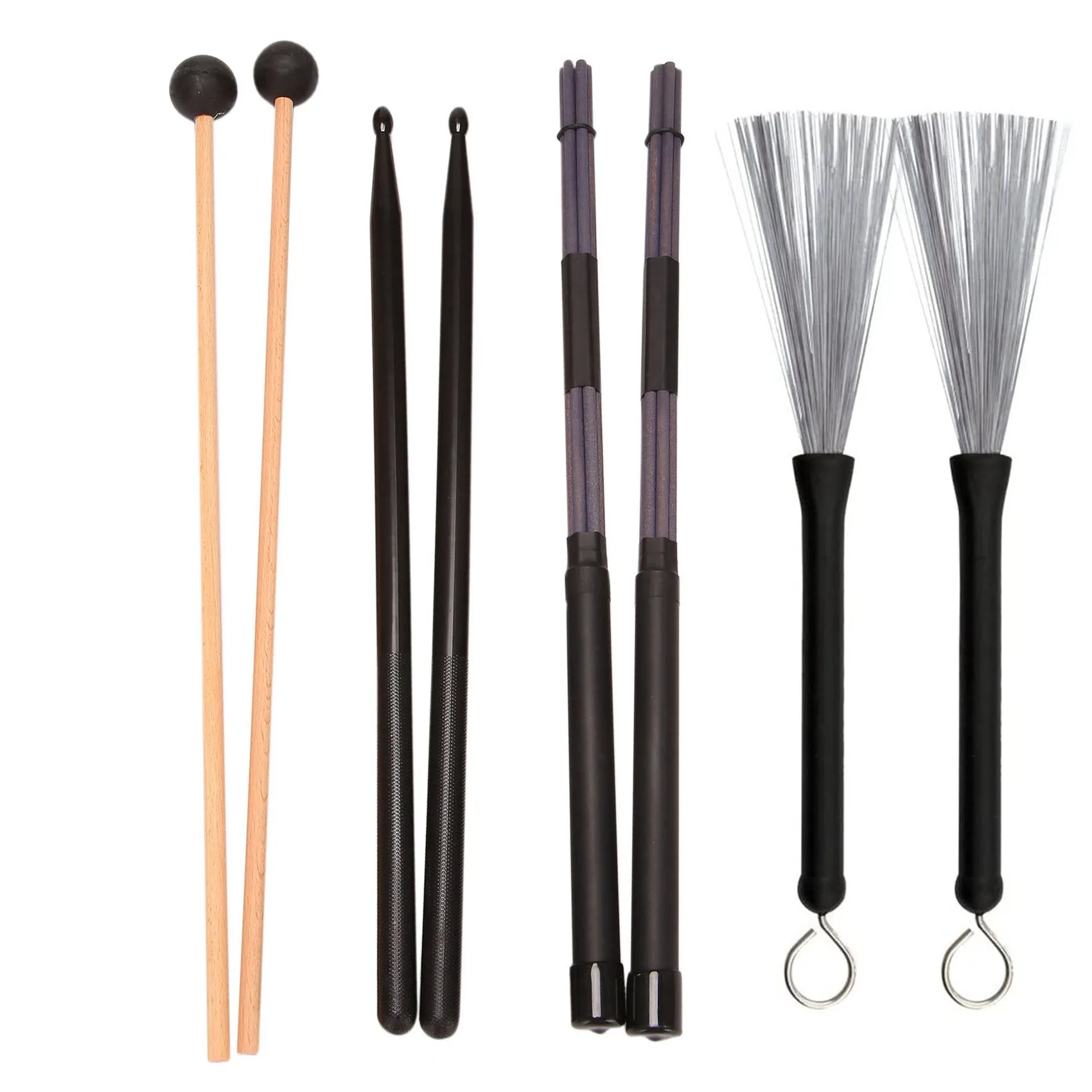 

Drum Sticks Set Include Nylon Drum Sticks,Retractable Drum Wire Brushes Rods Drum Stick with Portable Bag-ABJQ