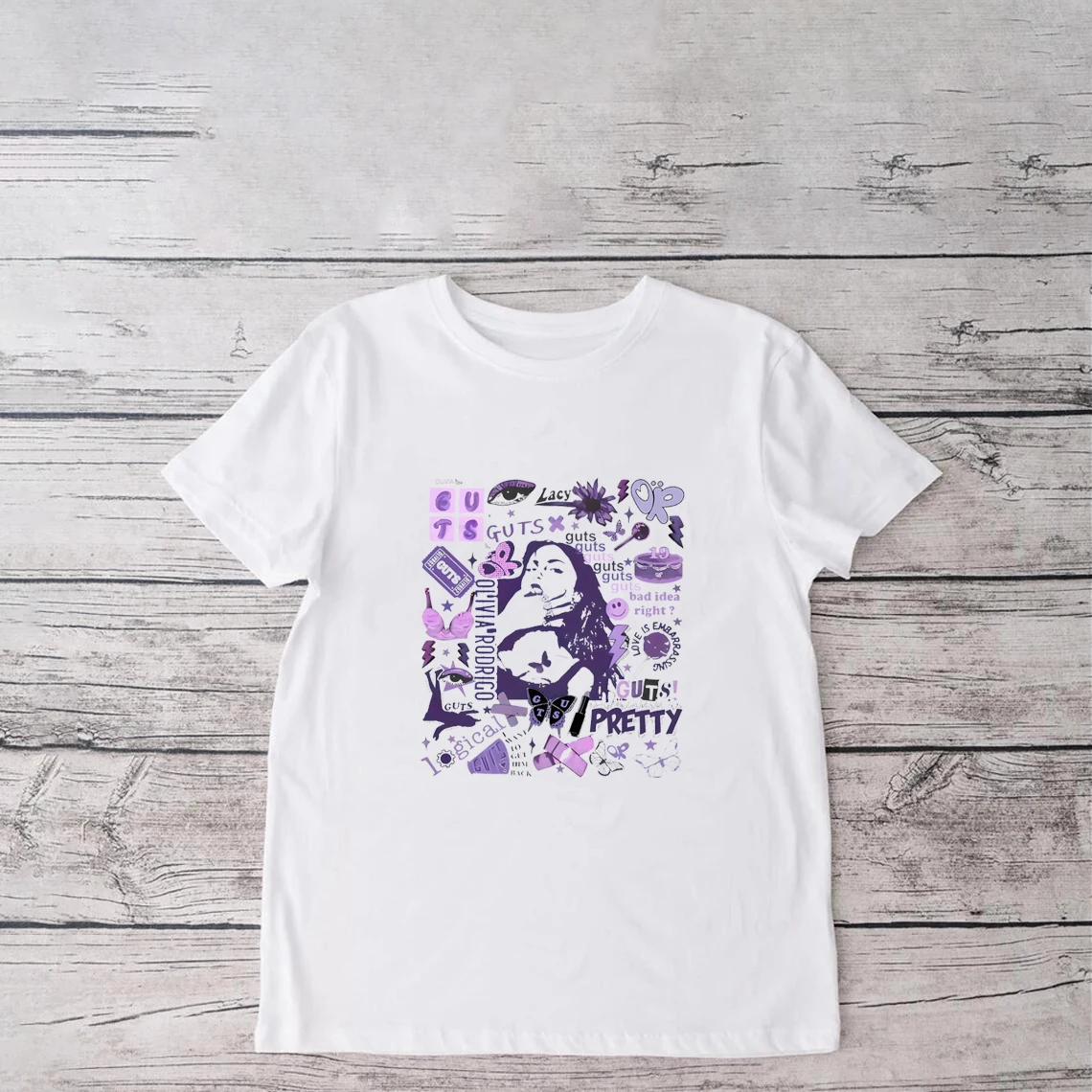 Olivia Vampire Guts 2024 World Tour Women Summer Trend Y2K T-Shirt Gothic Fashion Street Casual Short Sleeve Shirt